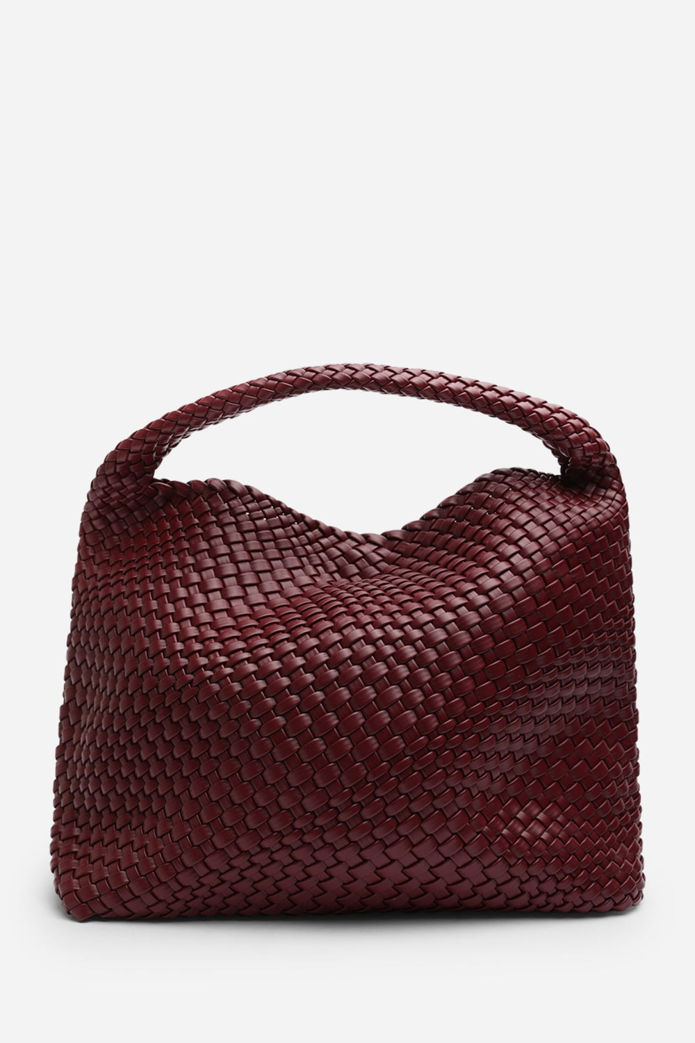 Stone Weave Detail Maroon Faux Leather Shoulder Bag
