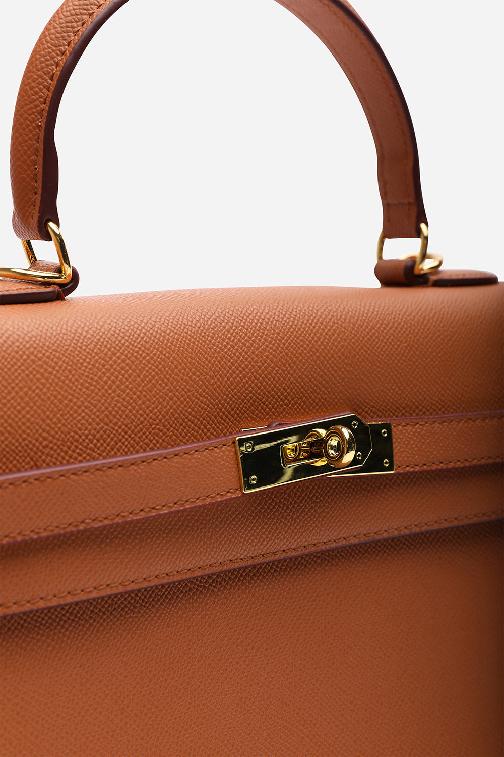 Atoll Structured Faux Leather Top Handle Bag in Tan