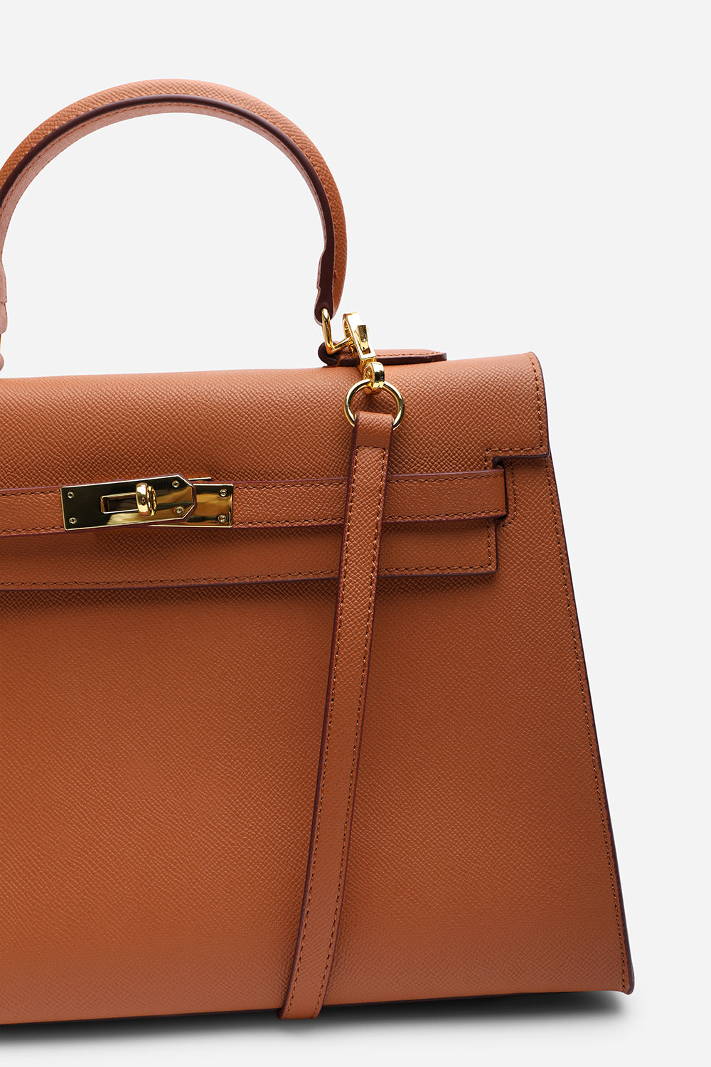 Atoll Structured Faux Leather Top Handle Bag in Tan