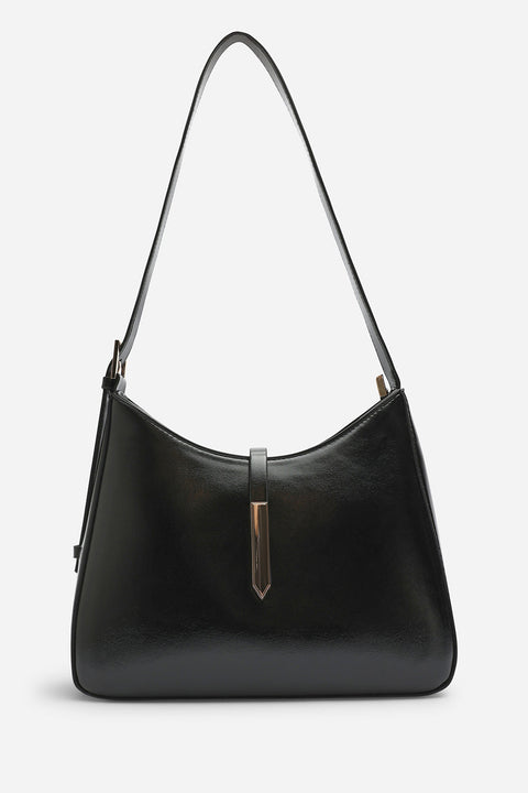 Grivya Leather Shoulder Bag With Trim Detail