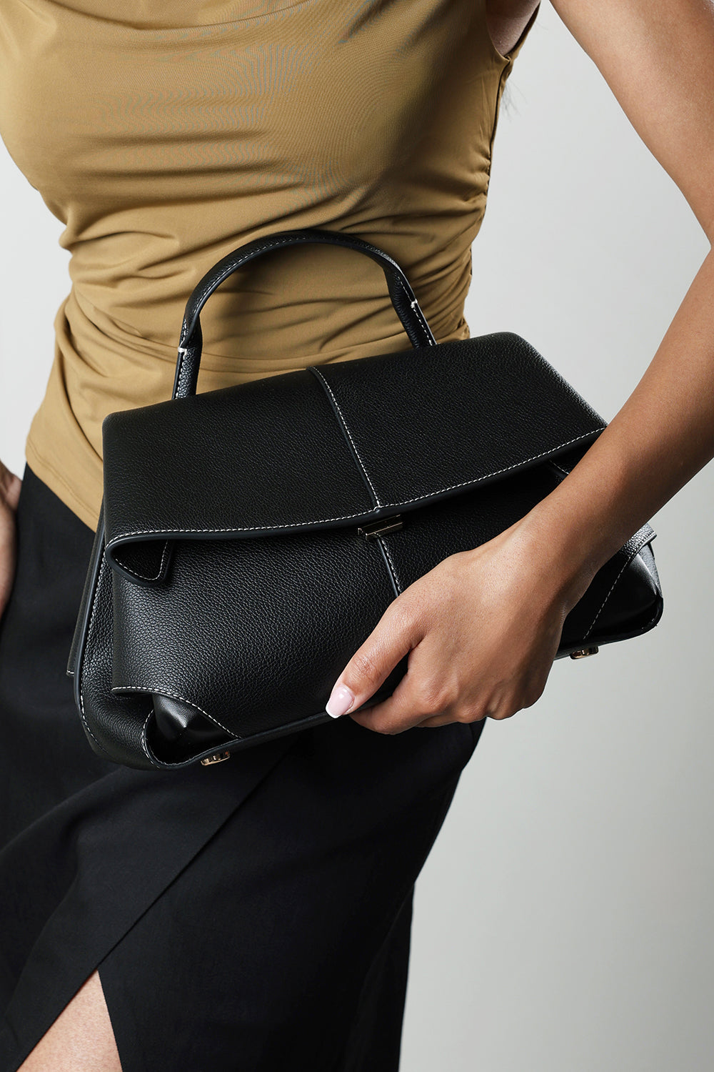 Galyx Leather Top Handle Cross Body Bag