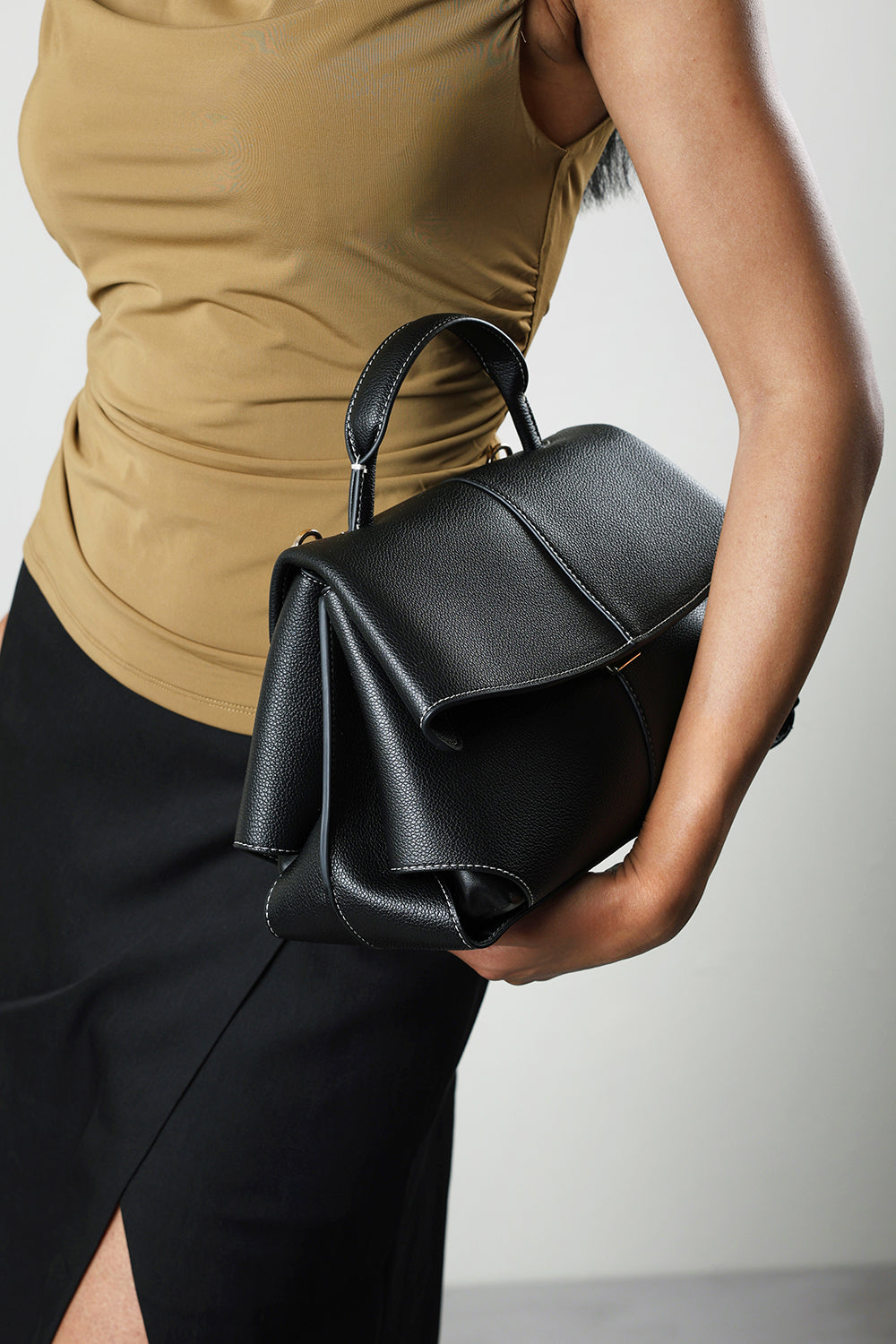 Galyx Leather Top Handle Cross Body Bag