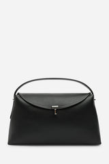 Havina Leather Grab Bag with Gold Clasp Detail