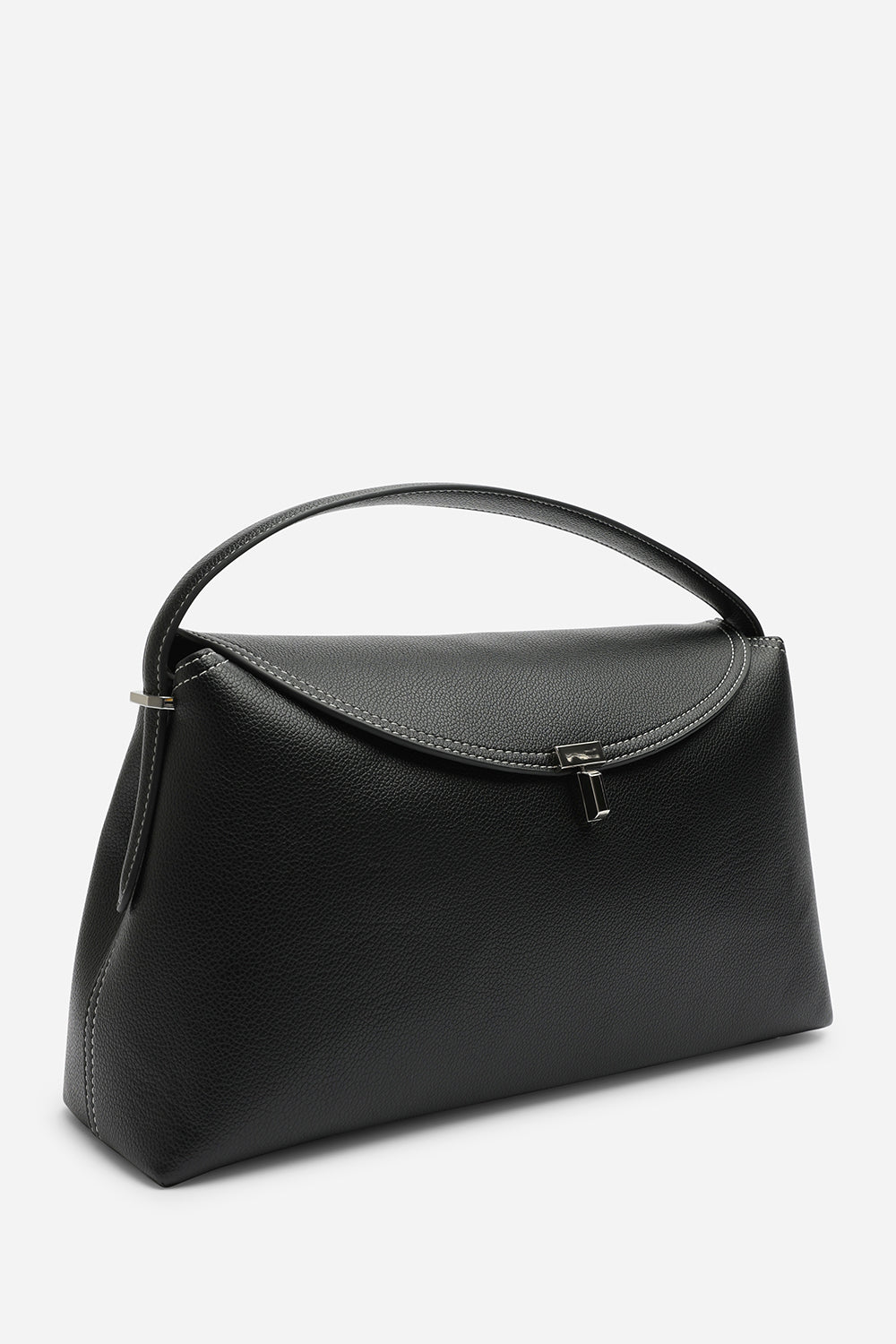 Havina Leather Grab Bag with Gold Clasp Detail
