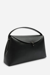 Havina Leather Grab Bag with Gold Clasp Detail