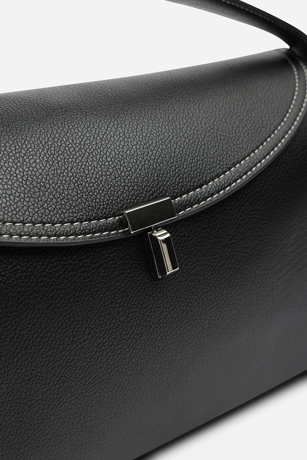 Havina Leather Grab Bag with Gold Clasp Detail