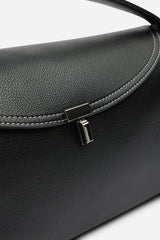 Havina Leather Grab Bag with Gold Clasp Detail