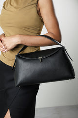 Havina Leather Grab Bag with Gold Clasp Detail