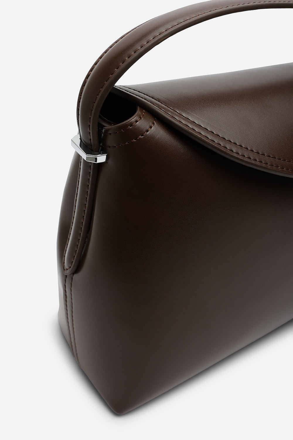 Havina Leather Grab Bag with Gold Clasp Detail