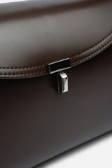 Havina Leather Grab Bag with Gold Clasp Detail