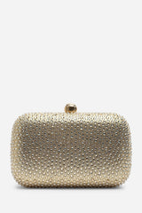 Lixelle Gold Crystal Embellished Evening Clutch Bag