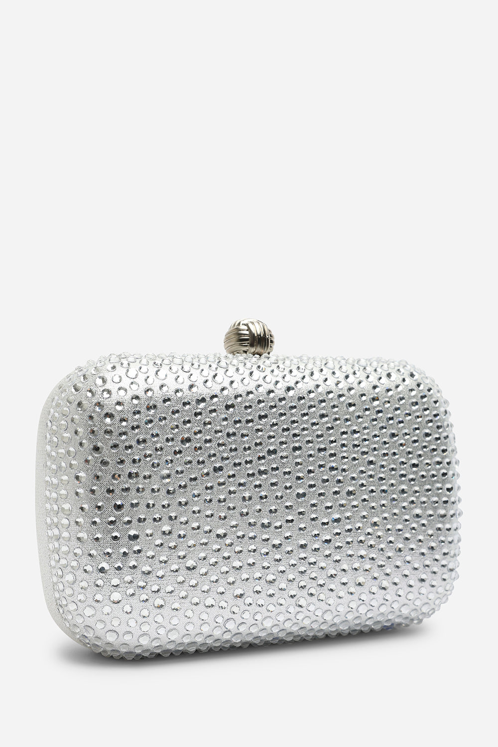 Lixelle Silver Crystal Embellished Evening Clutch Bag