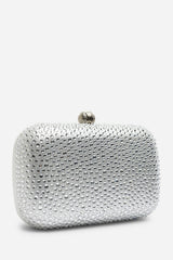 Lixelle Silver Crystal Embellished Evening Clutch Bag