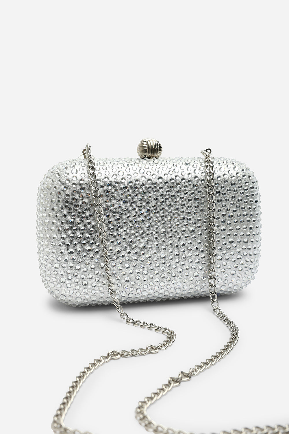 Lixelle Silver Crystal Embellished Evening Clutch Bag