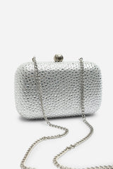Lixelle Silver Crystal Embellished Evening Clutch Bag