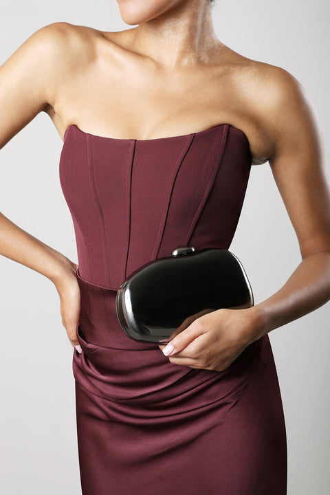Marixa Black HardShell Pebble Clutch Bag