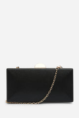 Melyra Black Shimmer Box Evening Clutch Bag