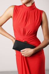 Melyra Black Shimmer Box Evening Clutch Bag