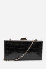 Melyra Black Croc Box Evening Clutch Bag