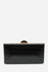 Melyra Black Croc Box Evening Clutch Bag