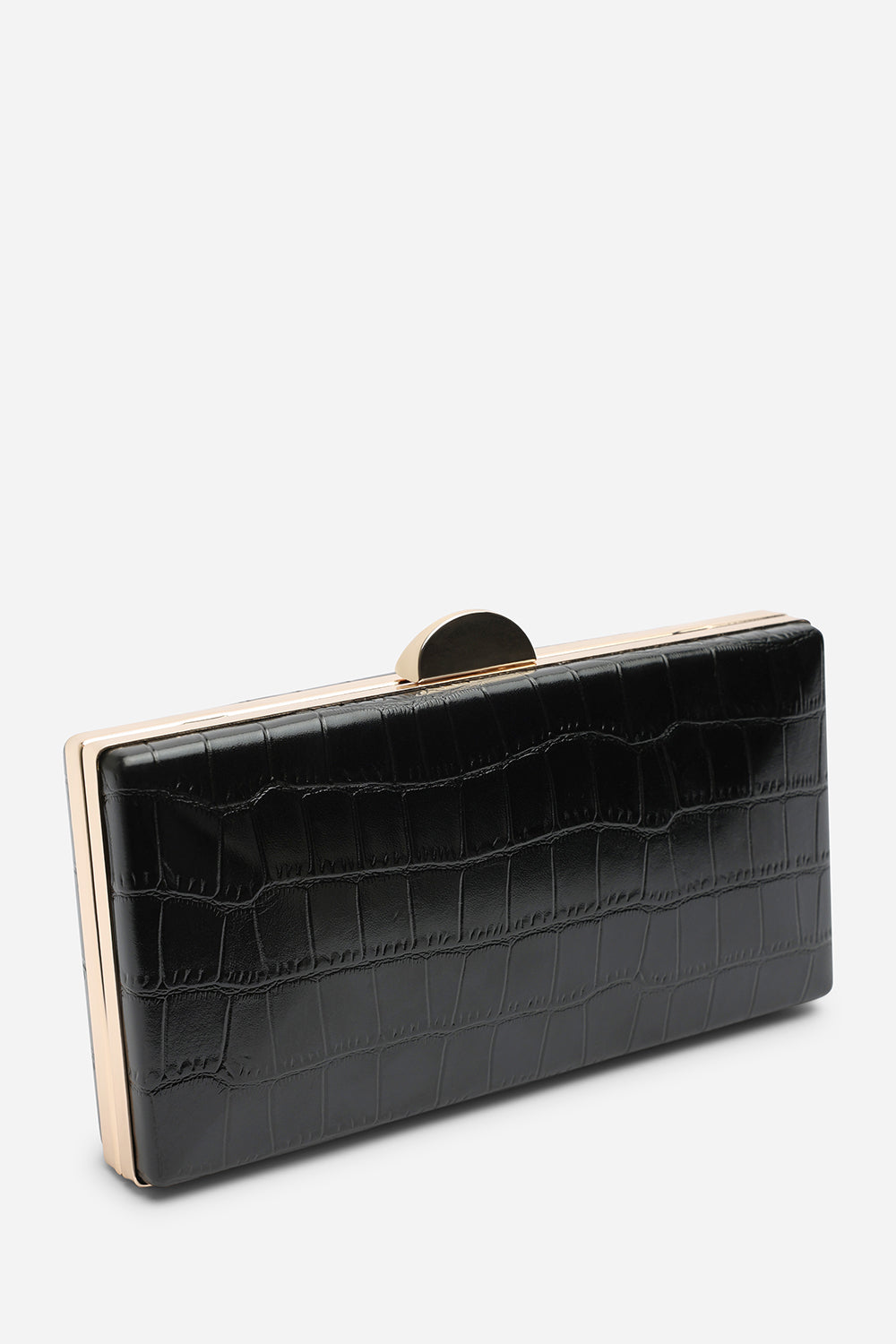 Melyra Black Croc Box Evening Clutch Bag