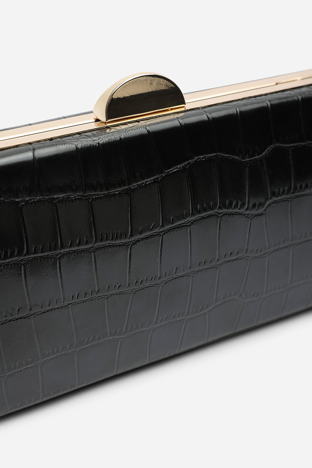 Melyra Black Croc Box Evening Clutch Bag