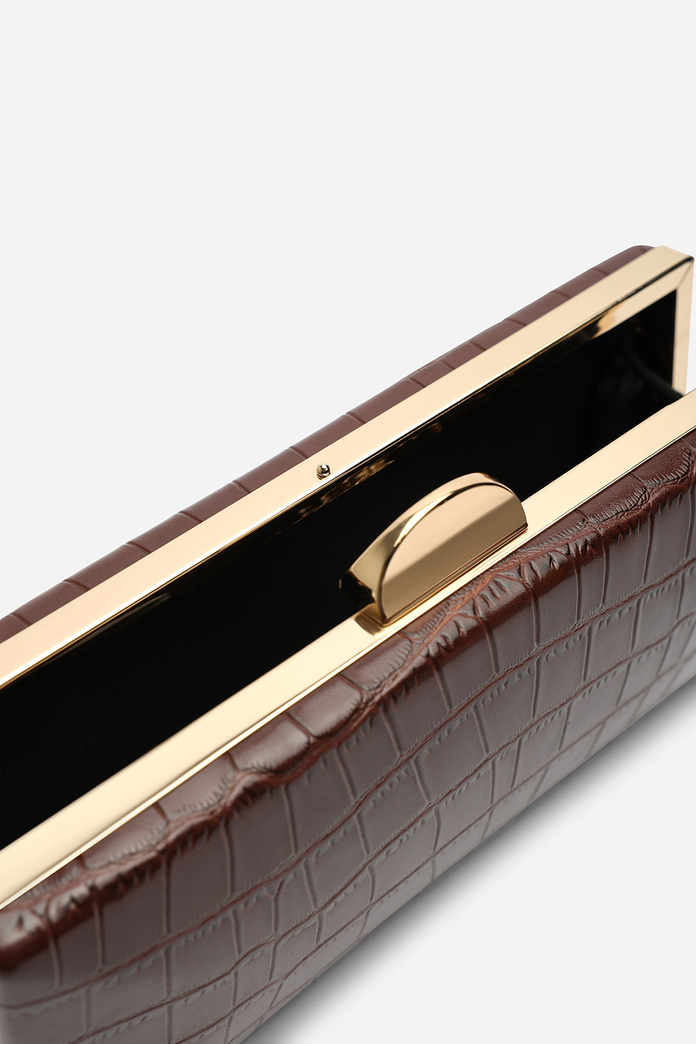 Melyra Brown Croc Box Evening Clutch Bag