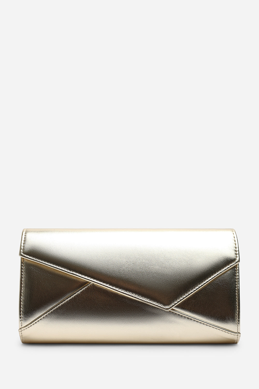 Moxira Asymetric Envelope Cltuch Bag In Gold Metallic