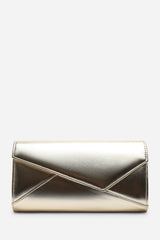 Moxira Asymetric Envelope Cltuch Bag In Gold Metallic
