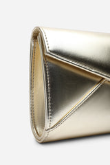 Moxira Asymetric Envelope Cltuch Bag In Gold Metallic