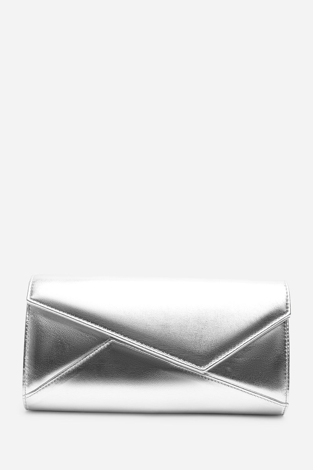 Moxira Asymetric Envelope Cltuch Bag In Silver Metallic