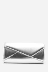 Moxira Asymetric Envelope Cltuch Bag In Silver Metallic