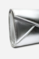 Moxira Asymetric Envelope Cltuch Bag In Silver Metallic