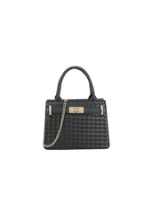 CLASSIC SMALL BAG WITH GOLD TWIST LOCK AND CROC-EFFECT IN BLACK FAUX LEATHER