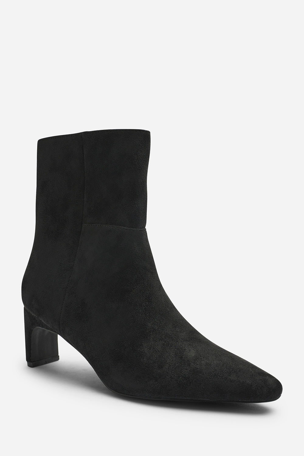 Hirlis Black Faux Suede Snipped Toe Heeled Ankle Boot