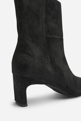 Hirlis Black Faux Suede Snipped Toe Heeled Ankle Boot