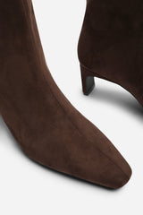 Mckinley Dark Brown Suede Knee High Straight Heel Boot
