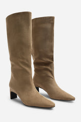 Mckinley Taupe Knee High Straight Heeled Boot