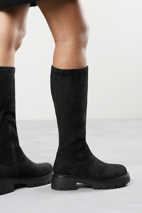 Elvane Stretch Chunky Knee High Sock Boot