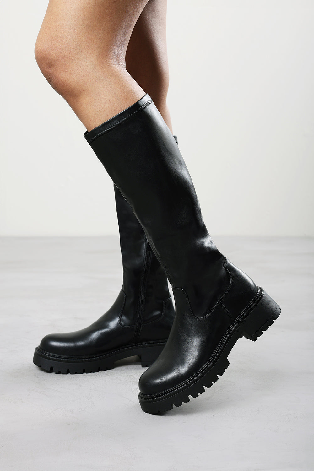 Elvane Stretch Chunky Knee High Sock Boot
