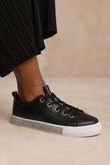 SPLENDOR CRYSTAL TRIM TRAINERS IN BLACK