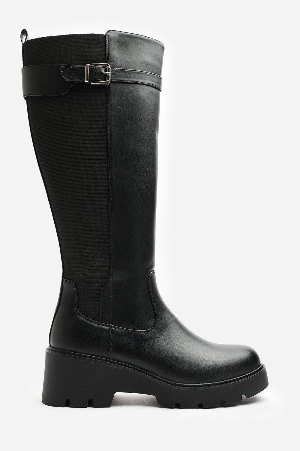 Erelia Stretch Panel Buckle Detail Wedge Boots