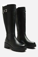Erelia Stretch Panel Buckle Detail Wedge Boots
