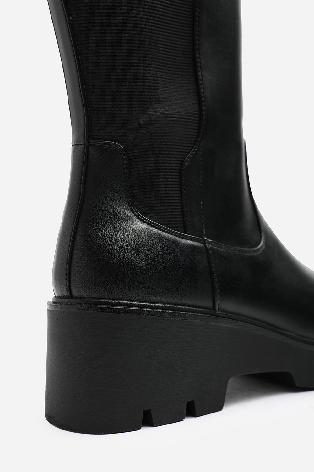 Erelia Wide Fit Stretch Panel Buckle Detail Wedge Boots