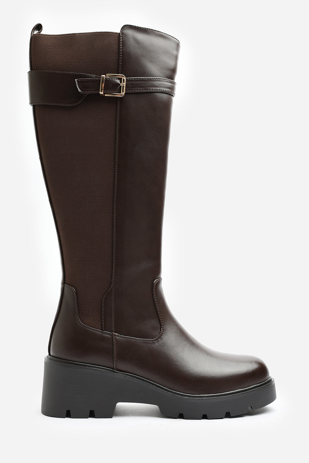 Erelia Stretch Panel Buckle Detail Wedge Boots