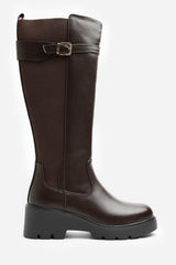 Erelia Stretch Panel Buckle Detail Wedge Boots
