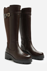Erelia Stretch Panel Buckle Detail Wedge Boots