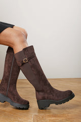 Erelia Stretch Panel Buckle Detail Wedge Boots