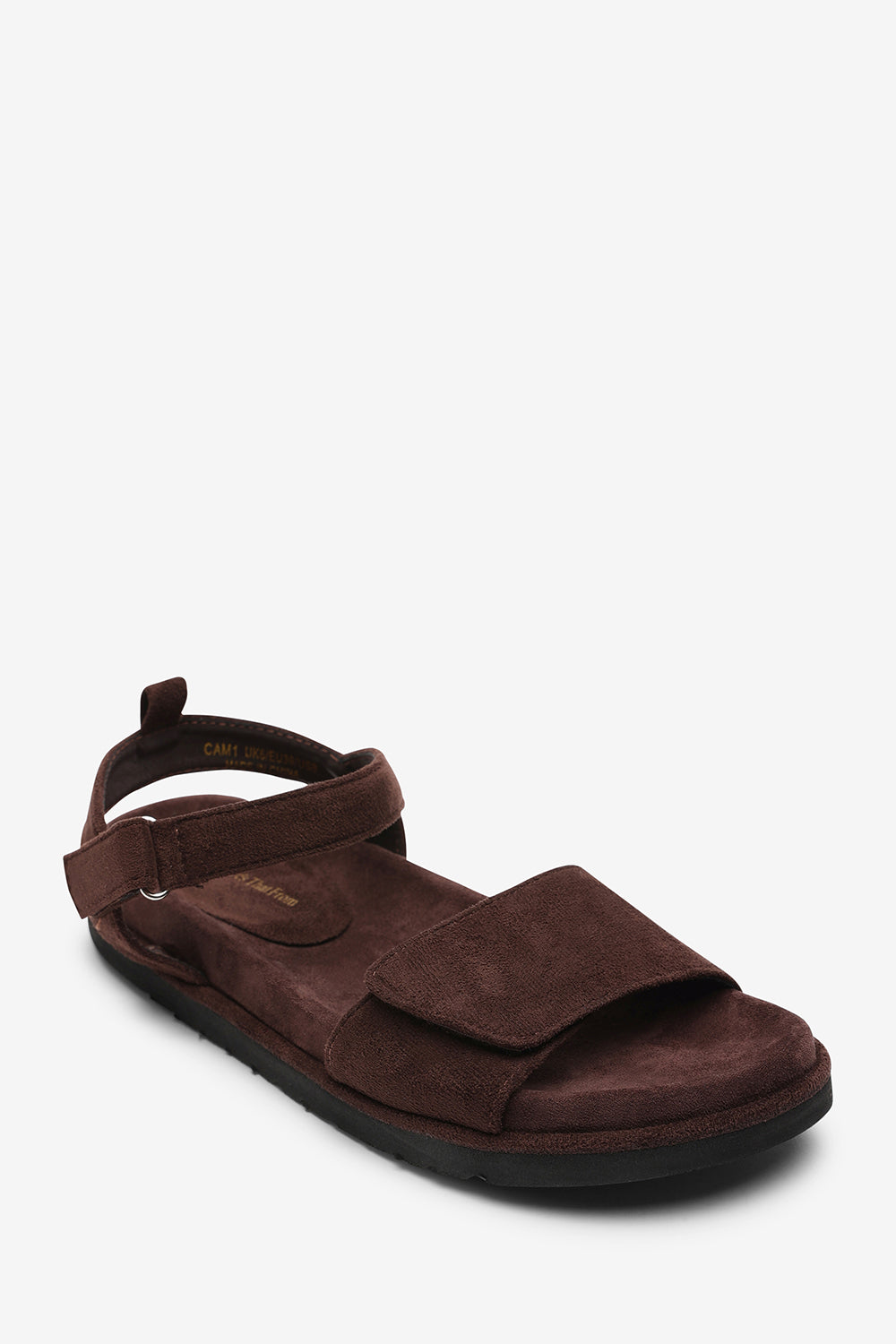 Corfu Velcro Multi Strap Sandals In Dark Brown Suede