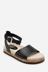 Bask Cutout Design Flatform Black Sandal